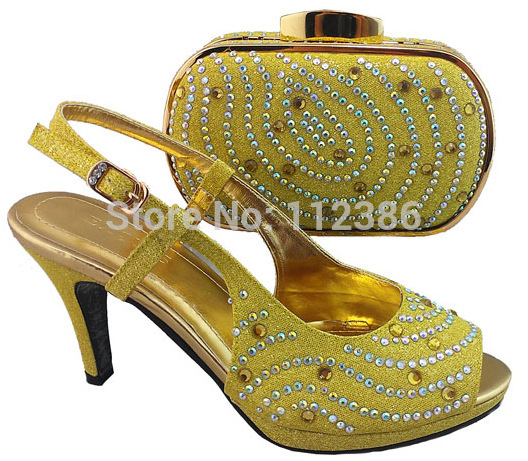 Free Shipping high quality lady Italian matching shoe and bag set for wedding and party in