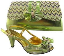 Free Shipping by DHL! Wholesale Italian Ladies Fashion Shoes and Matching Bags Set in green color