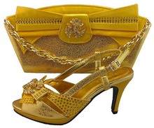 Fashion nice matching shoes and bag set gold shoe and bag retail/wholesale free shipping by DHL