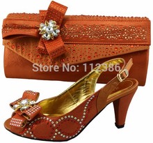 TSh1099 orange matching shoe and bag with free shipping by DHL at wholesale price