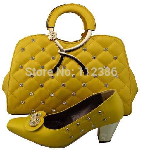 Quality shoe and bag at wholesale price Elegant fashion shoe with big handbag for free shipping