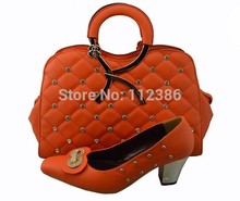 2014 Wholesale Fashion shoe and bag to match , Wedding and Dress shoe and matching bag with free shipping by DHL in orange