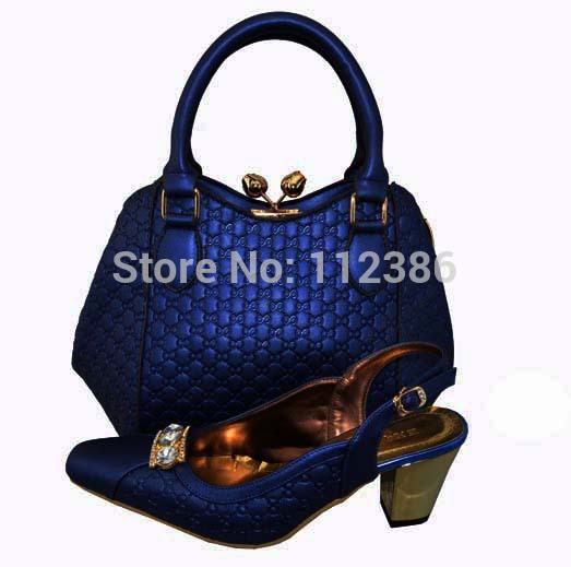 Free Shipping Hot Sale Fashion Ltaly Design Shoes And Matching Bags High Quality blue