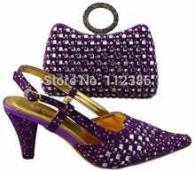 Latest Design Italy Fashion Shoes And Bags To Match For African Party Or Wedding Free Shipping purple