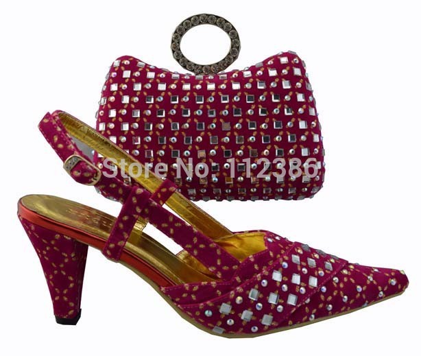 free shipping 2014 new design summer Fashion fish scale pattern med heels african shoes and bag