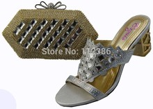 Slipper with clutch bag with free shipping by DHL shoe and bag wholesale in nice silver color