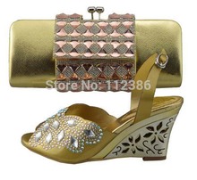 African ladies shoe and matching bag in Wedge heel fashion shoe and matching bag with free shipping by DHL