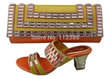 African fashion sandal shoe and matching bag, elegant slipper with bag for free shipping by DHL orange