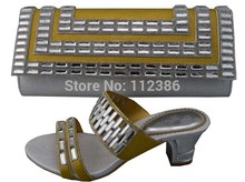 African Fashion Shoes and Matching Bags set, with plenty stone and color bead Italy Shoes and Bags 38-42 silver color