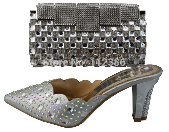 Fashionable shoe and bag matching per set with free shipping by DHL wholesale stones shoe and