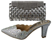Fashionable shoe and bag matching per set with free shipping by DHL wholesale stones shoe and bag