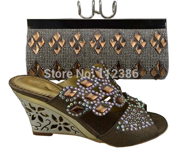 Exclusive Italian style bridal shoes and bag for african wedding and party wholesale and free shipping