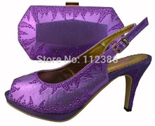 High quality matching italian lady shoe and bag set with free shipping in purple wholesale and retail price