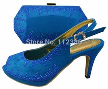Wholesale shoe and matching bag with free shipping by DHL blue size 38-43 wedding shoe and bag