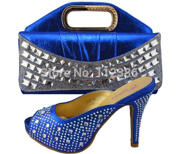 2014 Rhinestone fashion matching shoe and bag for bridal at wholesale price with free shipping by