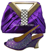 wholesale italian design shoes with evening bag for African lady high quality ,for wedding dress,TSH1124 purple color size 38-41