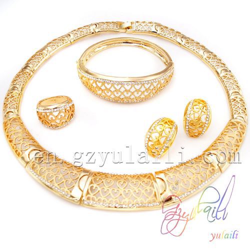 2014 New design jewelry sets 22k gold jewellery dubai bride custom