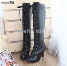 Free shipping New 2014 Fashion Women Shoes Motorcycle Boots Women Botas Pu Leather High Heel Boots