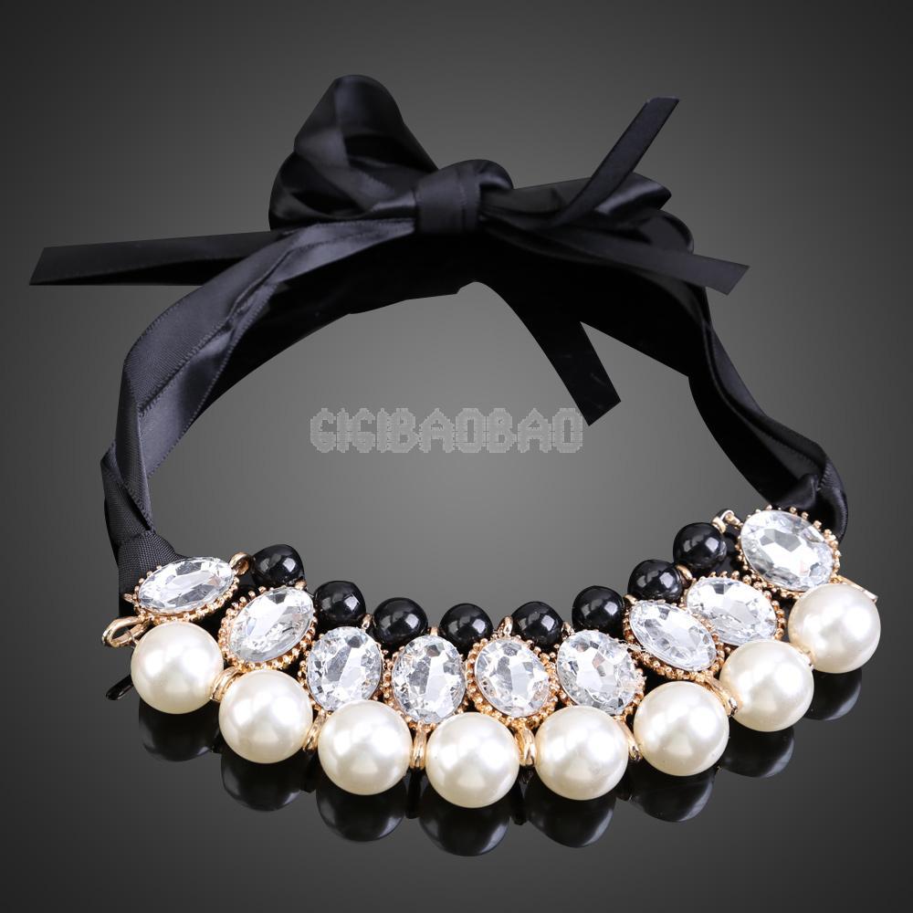 Korean Style Sweet White Pearls Jewlery Detachable Collar Chain Necklace gib