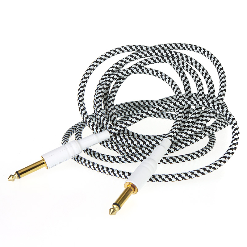 Guitar Cable 3M/10FT Black And White Cloth Braided Tweed Guitar Cable