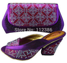 FREE SHIPING !! 2014 Crystal Rhinestone matching shoe and bag in fashion design for african wedding and party