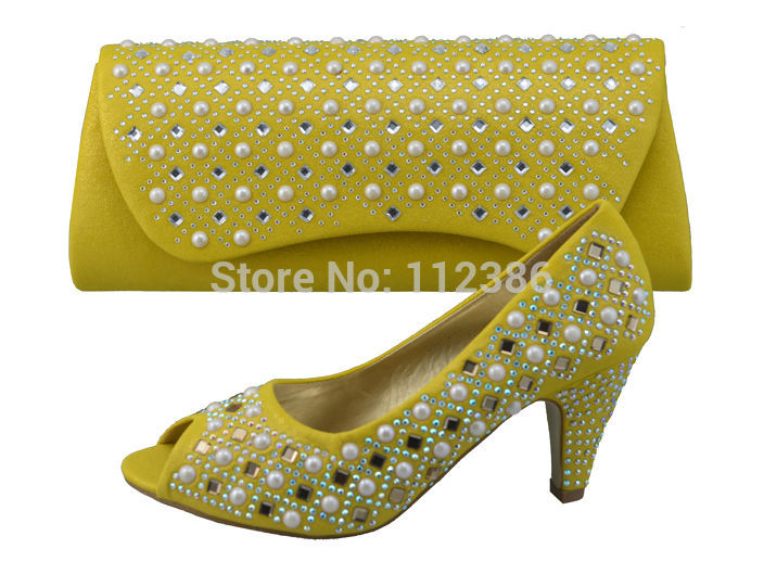 2014 new wholesale shoe and bag Wholesale African shoe and matching bag set with free shipping