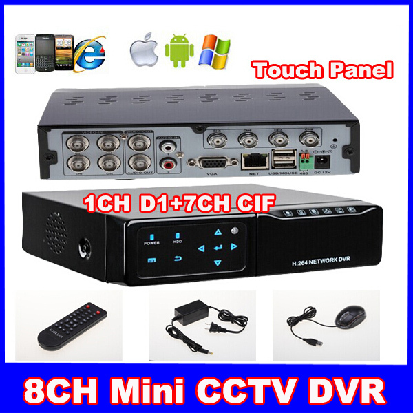 8 CH 1 ch D1 7 ch CIF H 264 Touch Panel Mini Standalone Network DVR