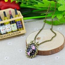 2014 Vintage Jewelry Fashion Cabochon Necklace Antique Bronze Oval Flower Girl tree Deer Alloy Pendant Chain