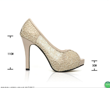 Spring and summer the ladies section s aristocratic temperament lace gauze waterproof high heeled sandals female