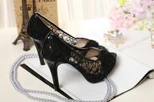 Spring and summer the ladies section s aristocratic temperament lace gauze waterproof high heeled sandals female