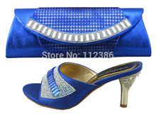 Free shipping!Fashion woman Italian shoe with matching bag with wholesale price in blue size 38-42