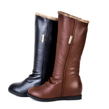 2 Color Women Fashion Hot Sale Boots Spring and Autumn PU Wedges Slip On Charm Knee High Ladies Low Shoes W1WLH919