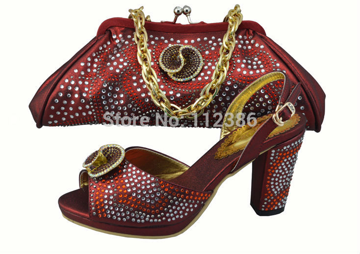 2014 Popular shoes and bag to match with free shipping by DHL in wine red wedding
