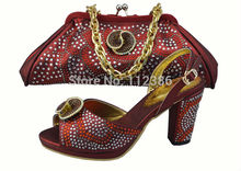 2014 Popular shoes and bag to match with free shipping by DHL in wine red wedding and party shoe and bag