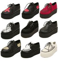 Brand Vintage Platform Creepers Women Flat Shoe Camouflage Free Shipping Spring Summer Creeper Shoes