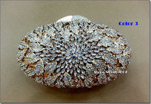 2014 NEW Style Luxury Crystal Women Wallets Clutch Evening Bags Flower Oval metal inlay crystal Women