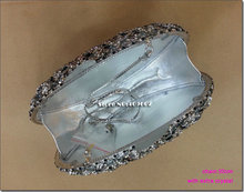 2014 NEW Style Luxury Crystal Women Wallets Clutch Evening Bags Flower Oval metal inlay crystal Women