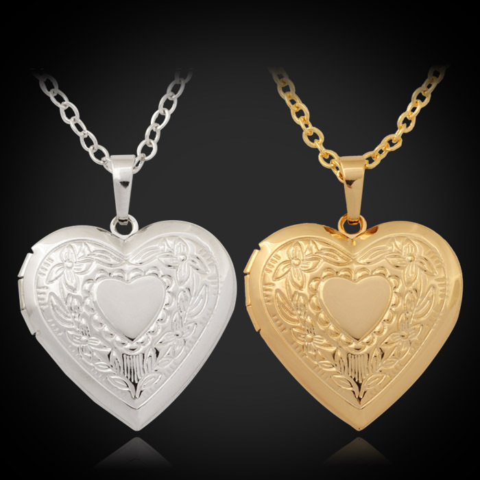 Pendant Necklace Love Heart Photo Locket 18K Real Gold Plated Charms Floating Lockets Jewelry Wholesale Necklaces