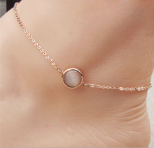 2014 New Fashion High quality Opal foot jewelry Titanium Steel Rose Gold Women Barefoot Sandals Anklet