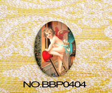 Min order 10$  4pcs  Cute Cupid Oval Glass Cabochon 40x30mm for Base setting or frame BBP0404