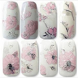 2014 New Elegant 3D Pink Flowers Nail Stickers High Quality Nail Art Decal Sticker for Women