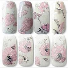 2014 New Elegant 3D Pink Flowers Nail Stickers/High Quality Nail Art Decal Sticker for Women