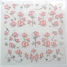 2014 New Elegant 3D Pink Flowers Nail Stickers High Quality Nail Art Decal Sticker for Women