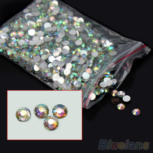 New Hotsale 4mm Flatback Crystal AB 14 Facets Resin Round Rhinestone Beads 07Q3