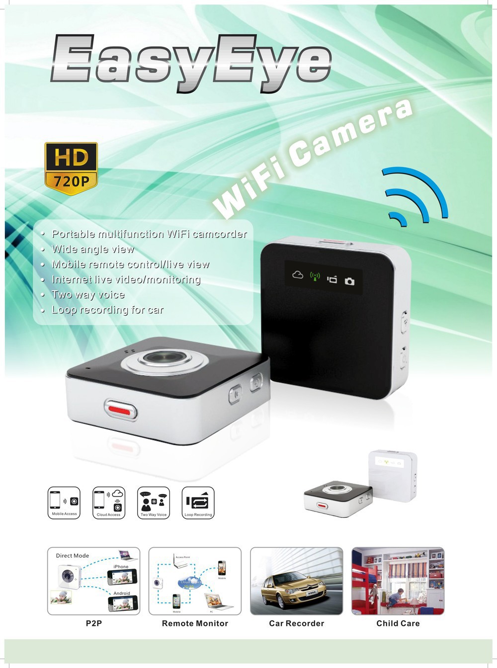 2014 NEW 720P Baby monitor E9000 Wireless WiFi Camera for iphone iOS Android Smartphone Remote Control