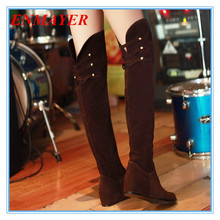 ENMAYER Fashion Sexy Flock Over The Knee Long Motorcycle Boots Heels Autumn Winter Snow Shoes for Women Platform Knight Boots