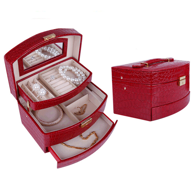 New fashion gift jewelry box necklace rings earrings different jewelry automatic holders crocodile grain boxes free
