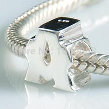 1PCS/lot diy alphabet A Charm Beads 925 sterling silver jewelry Fits European Pandora Style Bracelets