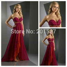 Sweetheart Wine Red Empire Waist Floor Length Cheap Evening Dresses