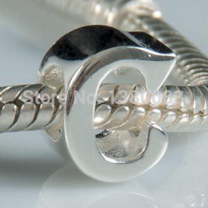 1PCS lot diy alphabet C Charm Beads 925 sterling silver jewelry Fits European Pandora Style Bracelets